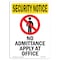 Signmission OSHA Security Sign, 5" Height, No Admittance Apply At Office With Symbol, Portrait OS-SN-D-35-V-11708 - alternate 1